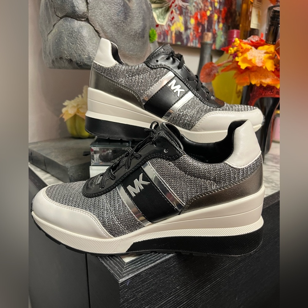 Michael Kors Women's Black, Silver, and White Sneakers
